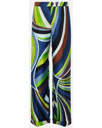 Emilio Pucci - Printed Silk Straight-leg Pants - Lyst