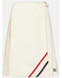 Miu Miu - Pleated Wool And Mohair Midi Skirt - Lyst
