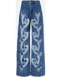 Area - Cutout High-rise Wide-leg Jeans - Lyst