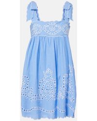 Juliet Dunn - Broderie Anglaise Scalloped Cotton Minidress - Lyst