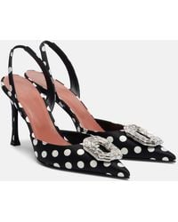 AMINA MUADDI - Camelia Polka-Dot Satin Slingback Pumps - Lyst