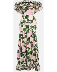 Oscar de la Renta - Off-the-shoulder Ruffled Floral-print Cotton-blend Poplin Gown - Lyst