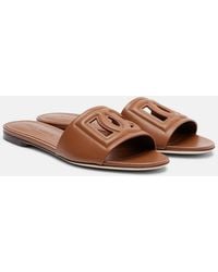 Dolce & Gabbana - Dg Logo Leather Sandal - Lyst