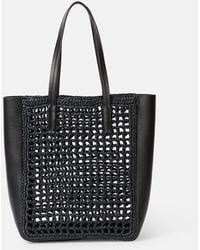 KHAITE - Zoe Small Leather-Trimmed Raffia Tote Bag - Lyst