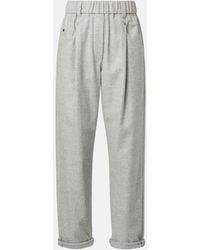 Brunello Cucinelli - Cropped Wool And Cashmere Straight Pants - Lyst