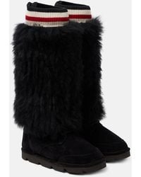 Brunello Cucinelli - Stiefel Mountain Aus Veloursleder Mit Shearling - Lyst