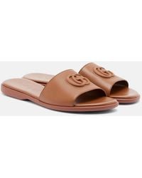 Gucci - Double G Leather Slides - Lyst