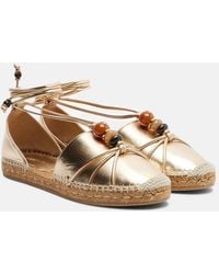 Jimmy Choo - Lemi Embellished Metallic Leather Espadrilles - Lyst