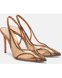 Gianvito Rossi - Diana 95 Leather-Trimmed Pu Slingback Pumps - Lyst