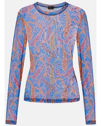 Etro - Semi-Sheer Velvet-Trimmed Tulle Top - Lyst
