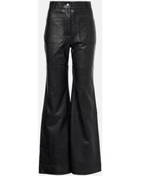 Victoria Beckham - Pantalones Bootcut Alina De Piel De Tiro Alto - Lyst