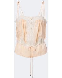 Chloé - Lace-Trimmed Silk Satin Top - Lyst