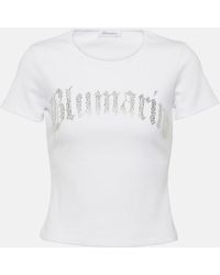 Blumarine - T-shirt in jersey di cotone con logo - Lyst