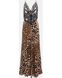 Rodarte - Robe longue en soie et dentelle a motif leopard - Lyst