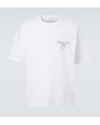 Prada - Logo Oversized Cotton Jersey T-Shirt - Lyst
