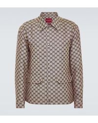 Gucci - Chaqueta Gg De Lona En Mezcla De Lino - Lyst