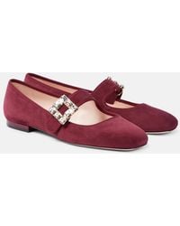 Roger Vivier - Tres Vivier Babies Suede Mary Jane Flats - Lyst