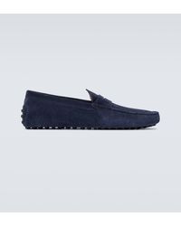 Tod's - Smooth Black Suede Loafers - Lyst