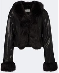 Nour Hammour - Sofie Shearling-Trimmed Leather Jacket - Lyst