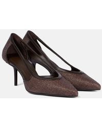 Max Mara - Straw Leather-Trimmed Raffia-Effect Pumps - Lyst