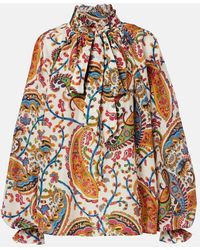 Etro - Printed Cotton And Silk Blouse - Lyst