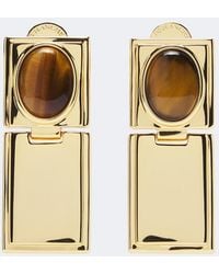 DEHANCHE - Signet Stone Tiger's Eye 18Kt-Plated Earrings - Lyst
