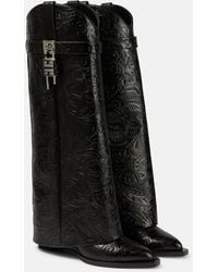 Givenchy - Shark Lock Cowboy Leather Knee-high Boots - Lyst