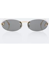 Fendi - First Crystal Embellished Oval Sunglasses - Lyst