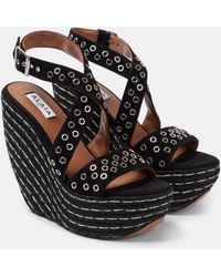 ALAIA アライア ウェッジソールサンダル レオパード | www.bartislaw.com