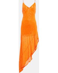 ROTATE BIRGER CHRISTENSEN Sequined Asymmetric Maxi Dress - Orange