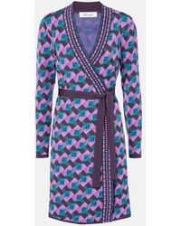 Diane von Furstenberg - Edwina Knitted Jacquard Wrap Dress - Lyst