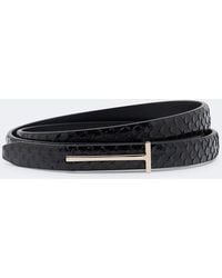 Tom Ford - T Icon Croc-Effect Leather Belt - Lyst