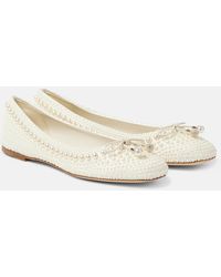 Jimmy Choo - Elme Embellished Satin Ballet Flats - Lyst