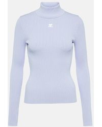 Courreges - Logo Ribbed-Knit Turtleneck Sweater - Lyst