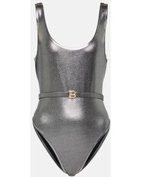 Balmain - B Belted Metallic Swimsuit - Lyst