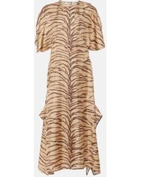 Stella McCartney - Printed Silk Midi Dress - Lyst