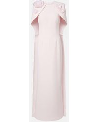 Safiyaa - Lennox Floral-Applique Caped Crepe Gown - Lyst