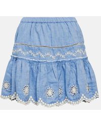 LoveShackFancy - Cava Embroidered Cotton And Linen Miniskirt - Lyst
