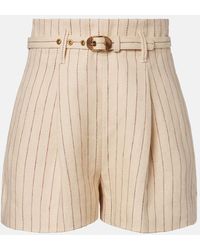 Zimmermann - Striped Belted Linen Shorts - Lyst