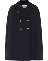 Valentino Vgold Double-breasted Cape - Blue