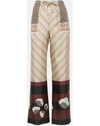Loewe - Pantaloni pigiama in raso di seta con stampa - Lyst