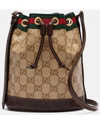 Gucci - Web Stripe Mini Gg Canvas Bucket Bag - Lyst