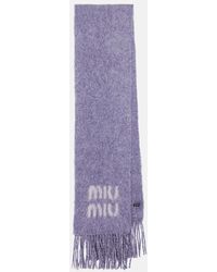 Miu Miu - Logo Mohair And Wool-Blend Scarf - Lyst