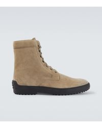 Tod's - Suede Combat Boots - Lyst