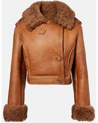 Chloé - Cropped Shearling-Trimmed Leather Jacket - Lyst