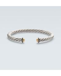 David Yurman - Cable Sterling And 14Kt Cuff Bracelet With Diamonds - Lyst