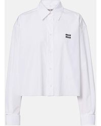 Miu Miu - Camisa De Popelin De Algodon Cropped - Lyst