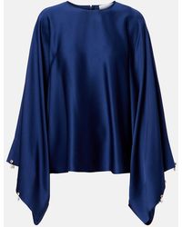 Stella McCartney - Faux Pearl-Embellished Satin Top - Lyst