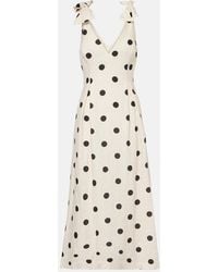Zimmermann - Vestido Midi De Lino Con Lunares Y Lazos - Lyst