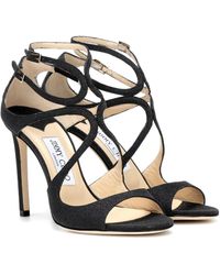 Jimmy Choo Sandales en cuir à paillettes Lang - Noir